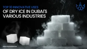 Stacked blocks of dry ice emitting fog.