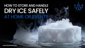 A block of dry ice emitting vapor.