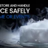 A block of dry ice emitting vapor.